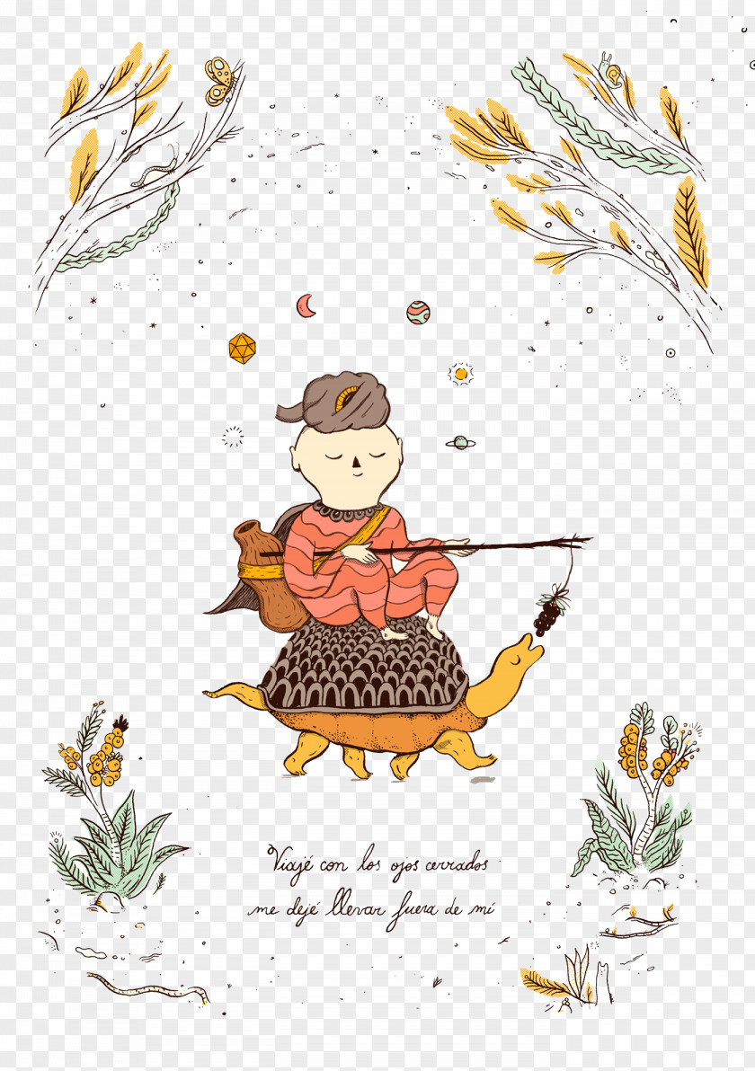 Creative Pattern Boy Sitting On The Turtle Clip Art PNG