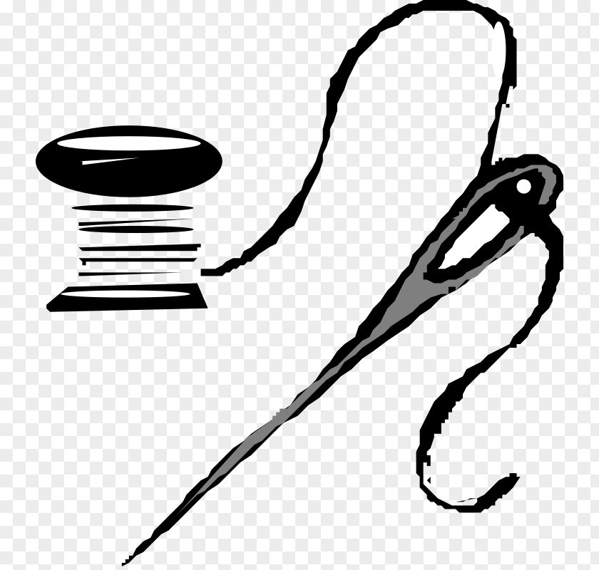 Painted Black Needle And Thread Sewing Yarn Clip Art PNG