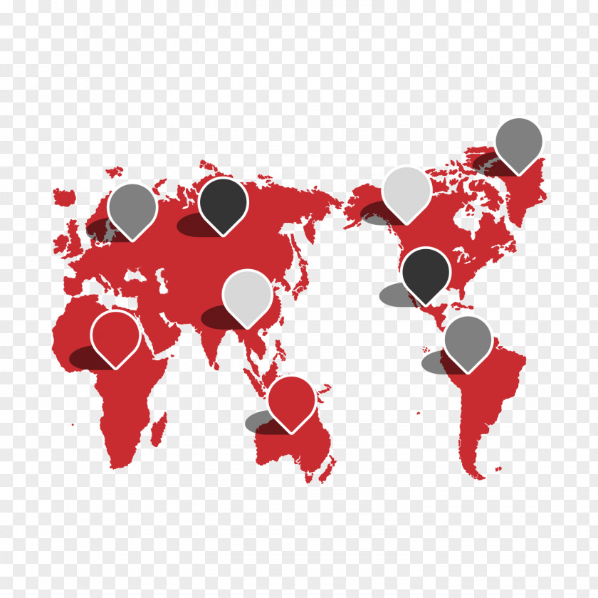 Red Business Map World Globe Projection PNG