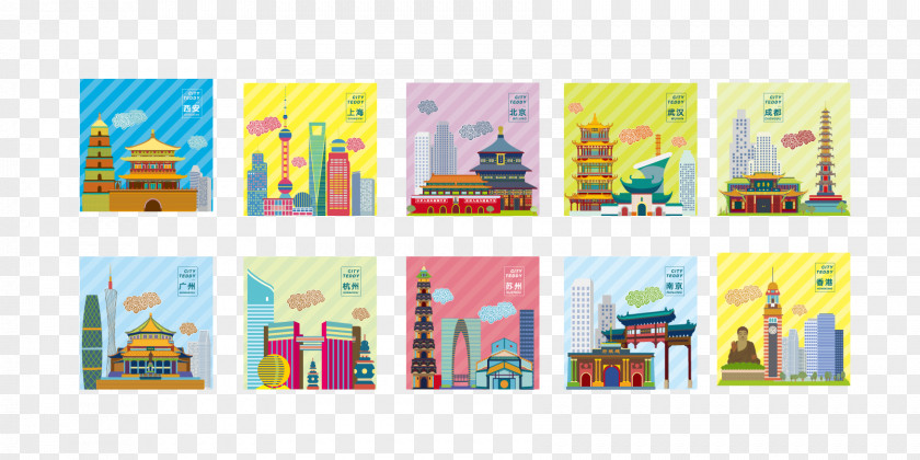 Vector Domestic City Landmarks Collection Nanjing Wuhan Hong Kong Landmark PNG