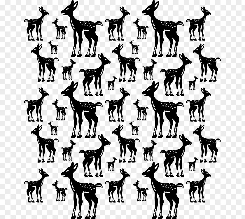 Black And White Hand-painted Cartoon Deer Pattern Reindeer PNG