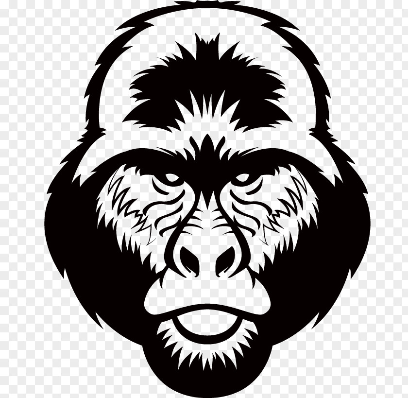 Gorilla Silhouette Black And White Ape PNG