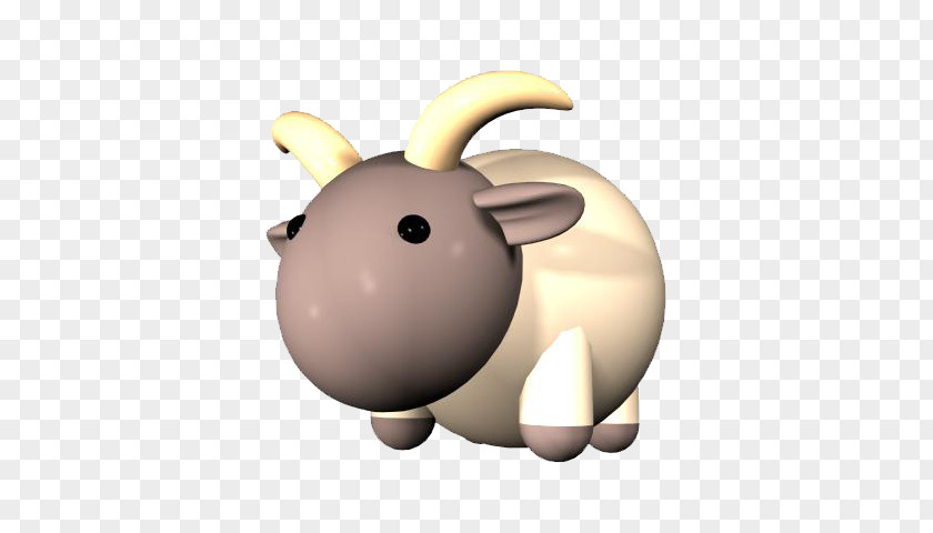 Purple Goat Head Sheep Cartoon 3D Computer Graphics PNG