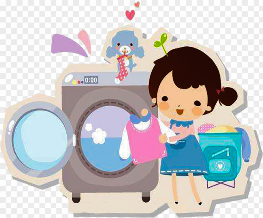 Washing Machine Clothes In A Cartoon Infant Clothing Laundry PNG
