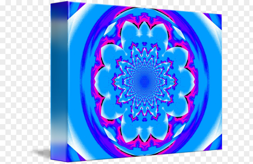 Computer Fractal Art Cobalt Blue Kaleidoscope Symmetry Pattern PNG