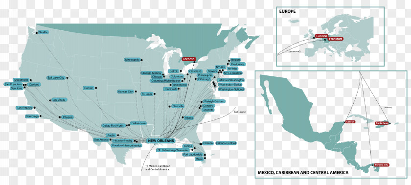 Map Louis Armstrong New Orleans International Airport Direct Flight Austin–Bergstrom PNG