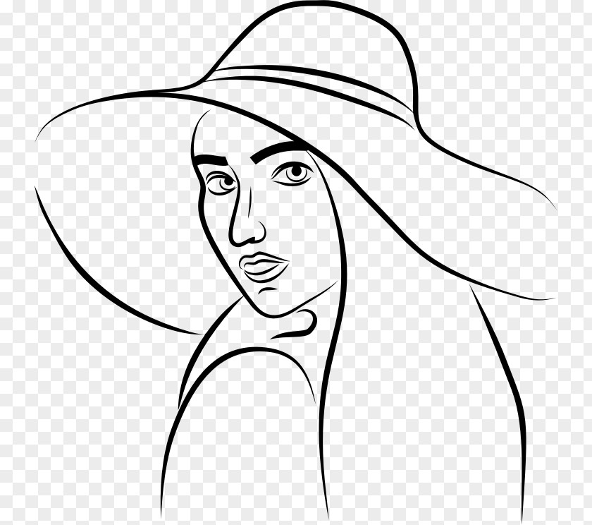 Painting Line Art Woman With A Hat Drawing Clip PNG