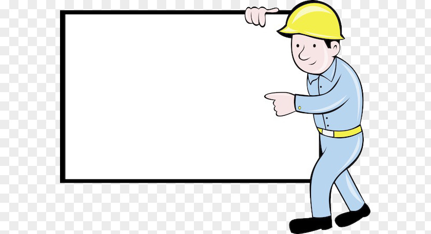 The Man With Whiteboard Cartoon Royalty-free Construction Worker Clip Art PNG