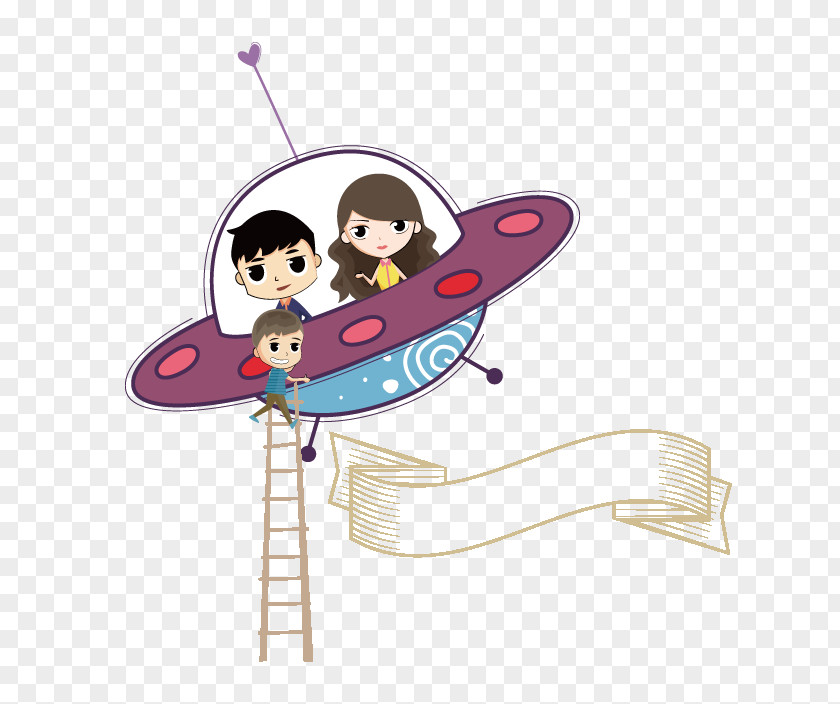 Spaceship Cartoon Illustration PNG