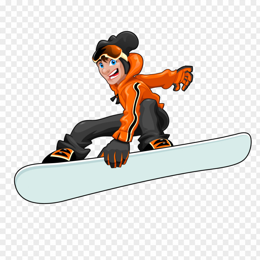 Vector Male Skateboard Snowboarding Cartoon Winter Sport PNG