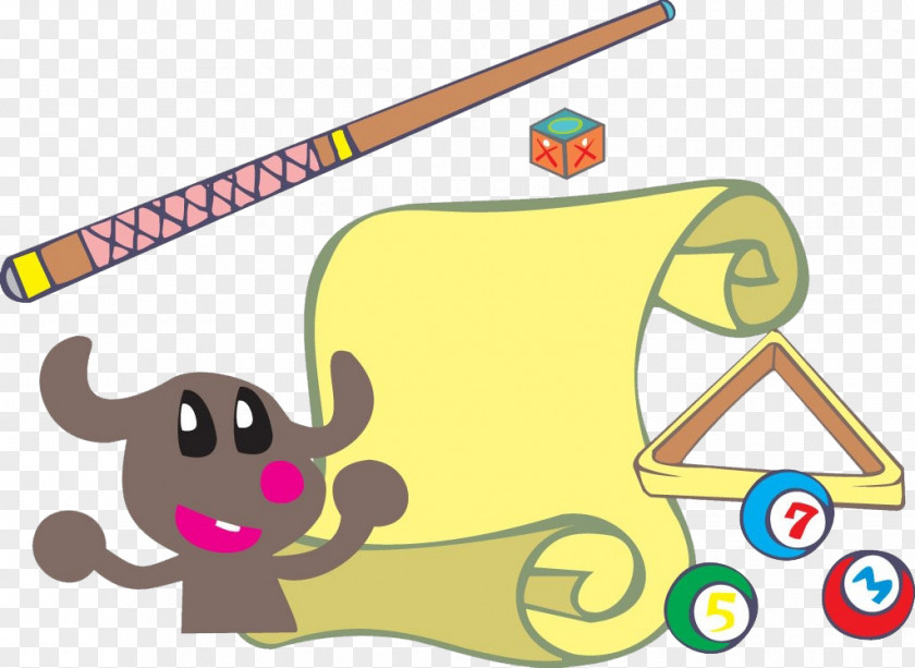 Hand Painted Billiards Cartoon Animation PNG