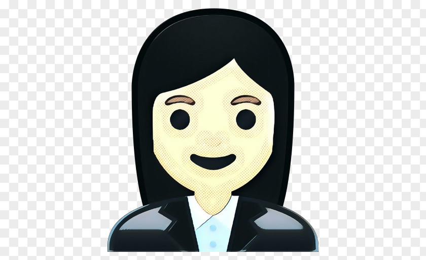 Animation Black Hair Pop Emoji PNG