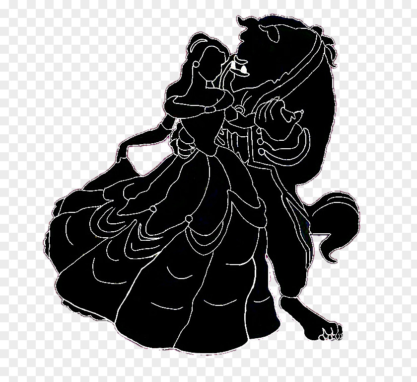 Silhouette Belle Beauty And The Beast Black White PNG