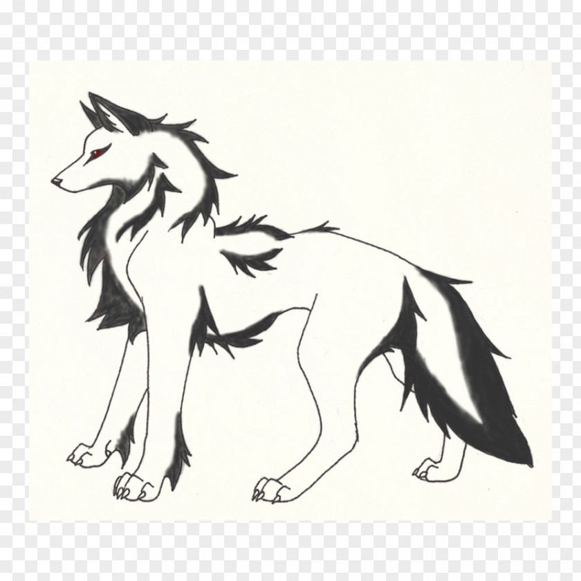 Gray Wolf Cartoon Line Art Drawing Digital Sketch PNG
