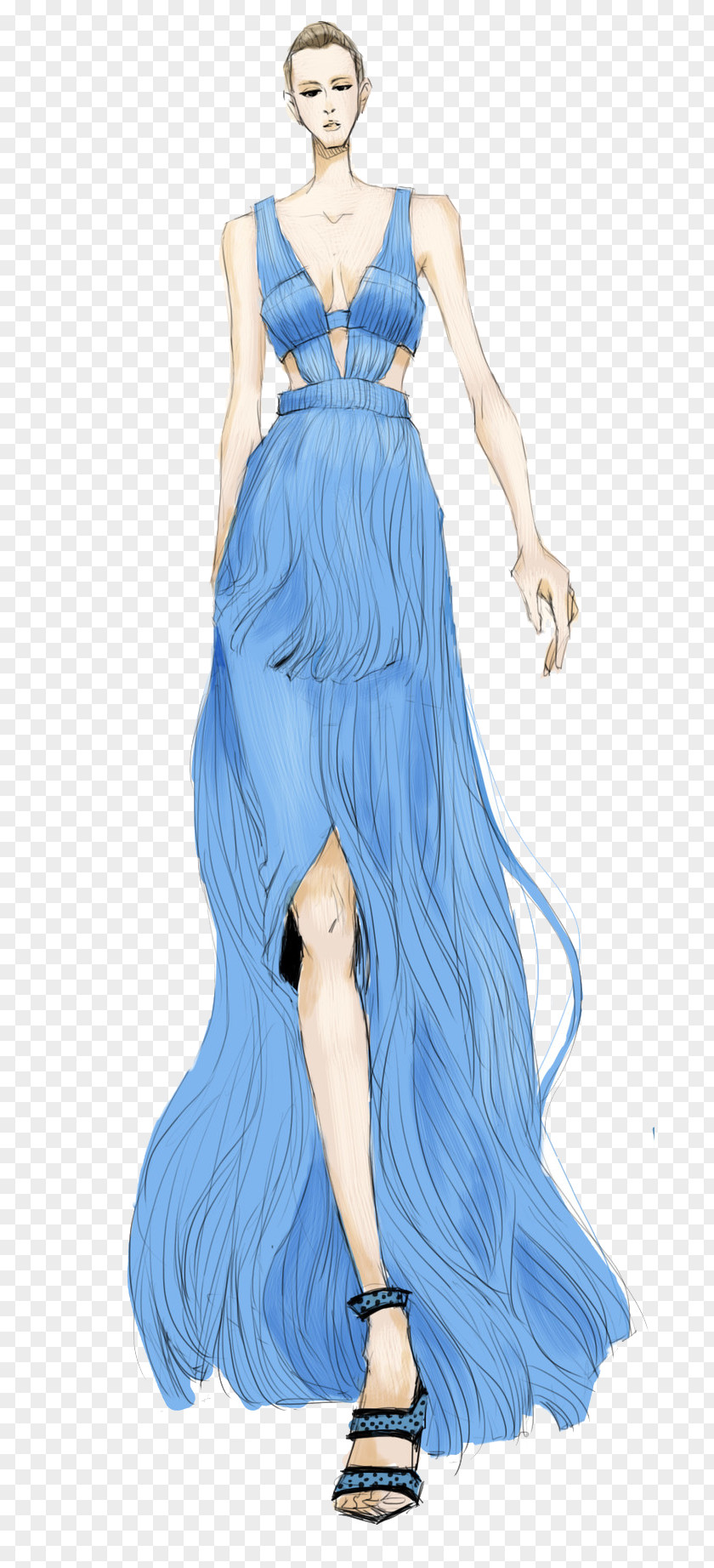 High-end Women's Dress Illustration Gown Fashion Design PNG