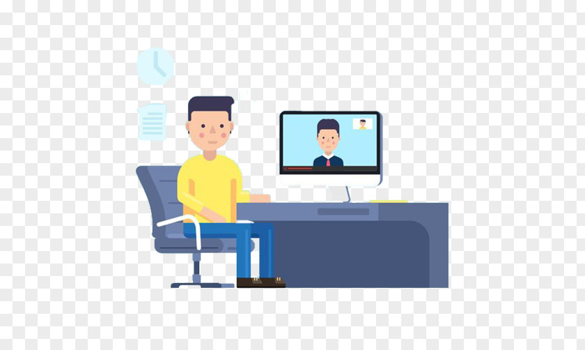 Interview Session Computer Screen Web Conferencing Euclidean Vector Flat Design Illustration PNG