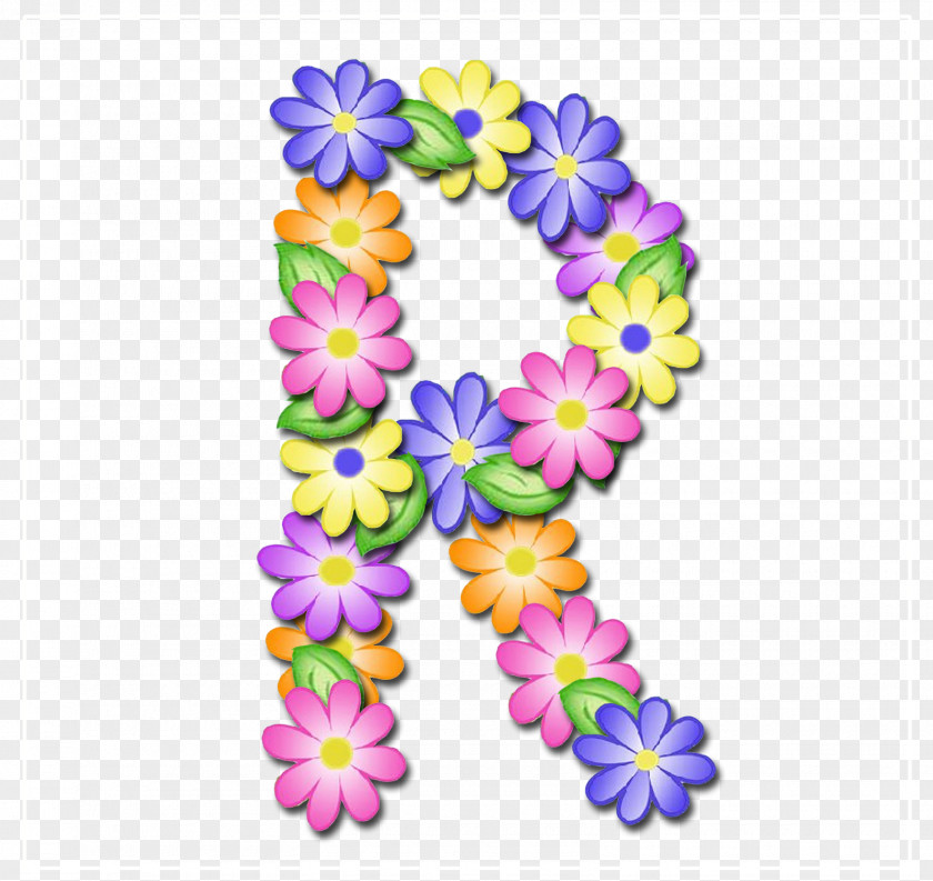 Pastel Flower Alphabet Letter Digital Data PNG