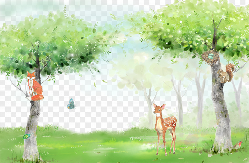 Fresh Forest Animal Background PNG