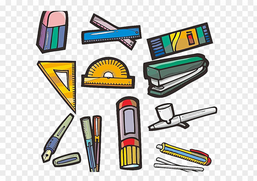 Small Sets Of School Supplies Household Goods Drawing Cartoon PNG