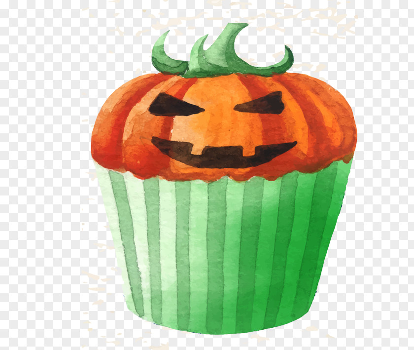 Halloween Cake Cupcake Watercolor Painting PNG