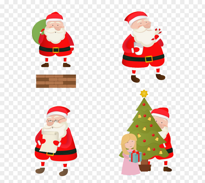 (4) Cartoon Santa Claus Vector Material Illustration PNG