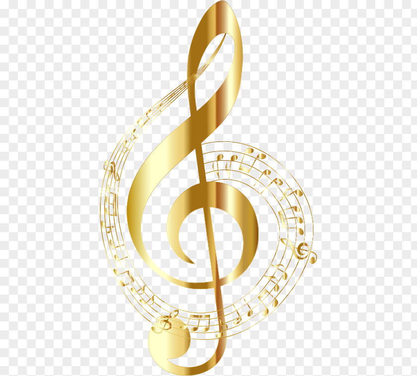 Gold Lotus Musical Note Clef Staff Piano PNG