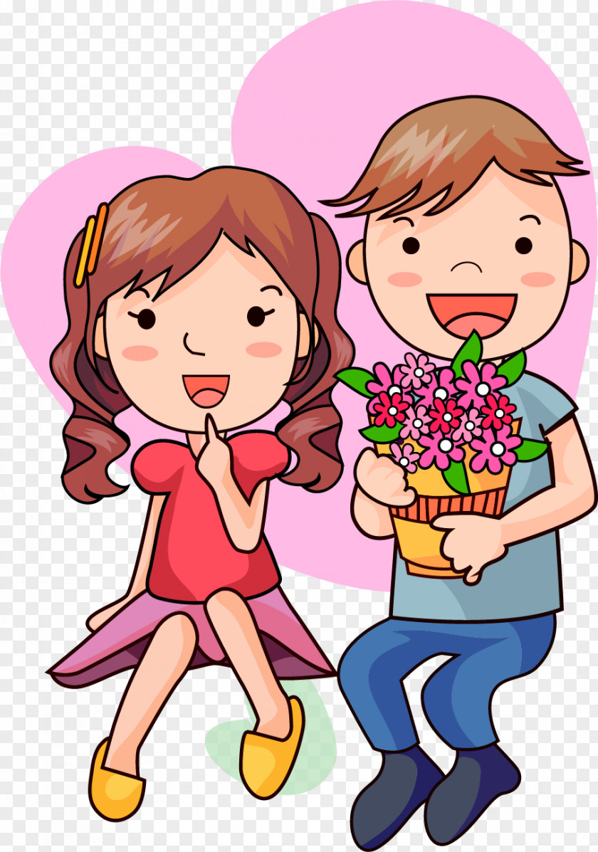 Creative Valentine's Day Cartoon Drawing Romance PNG
