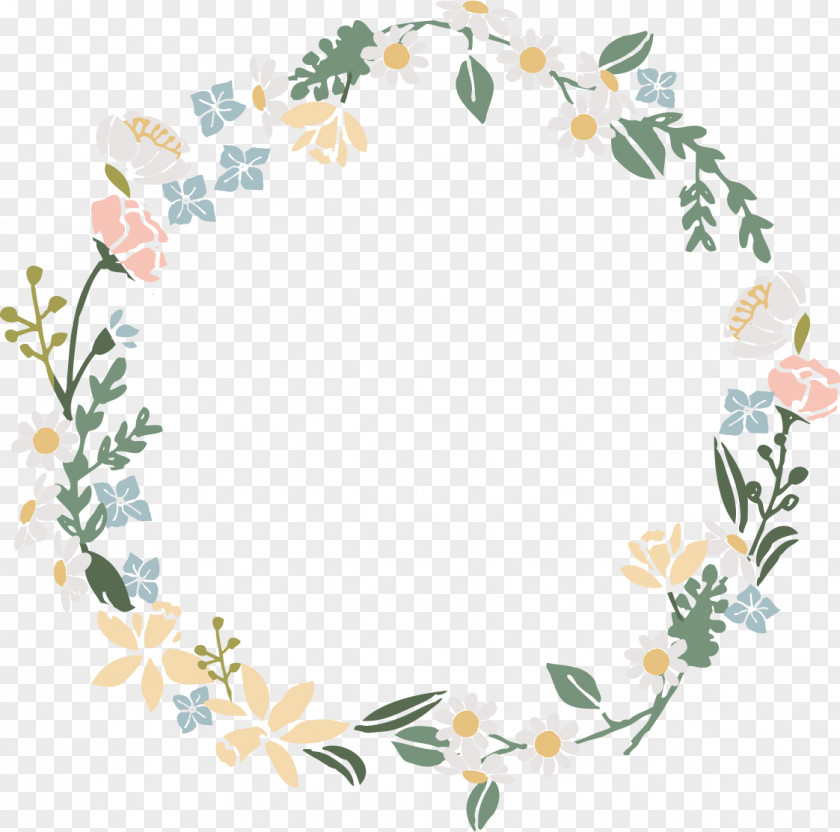 Watercolor Flower Wreath Floral Design PNG