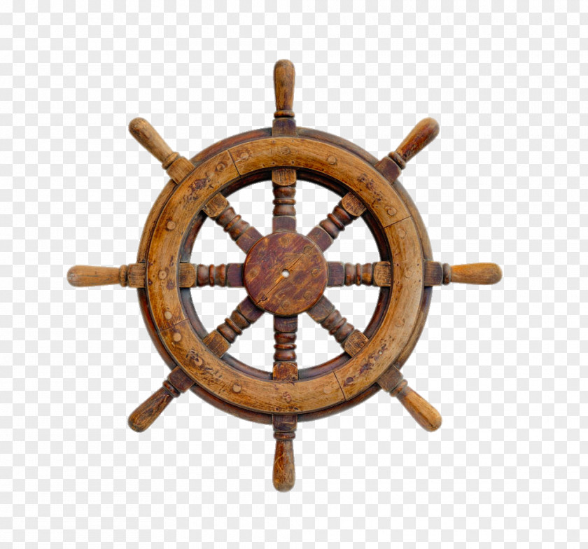 Wood Steering Wheel Steamship Rudder Watercraft PNG