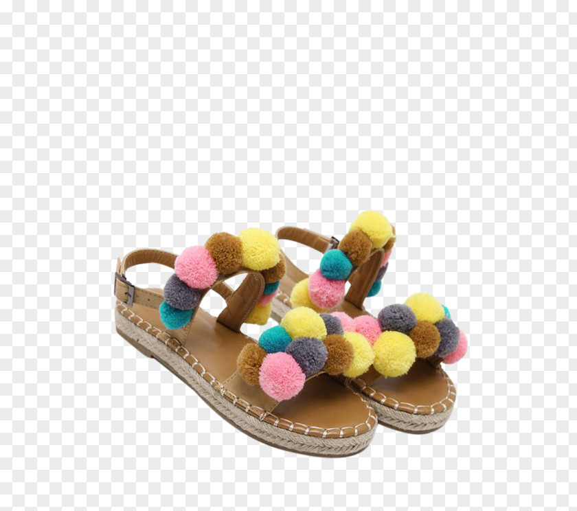 Sandal Flip-flops High-heeled Shoe Pom-pom PNG