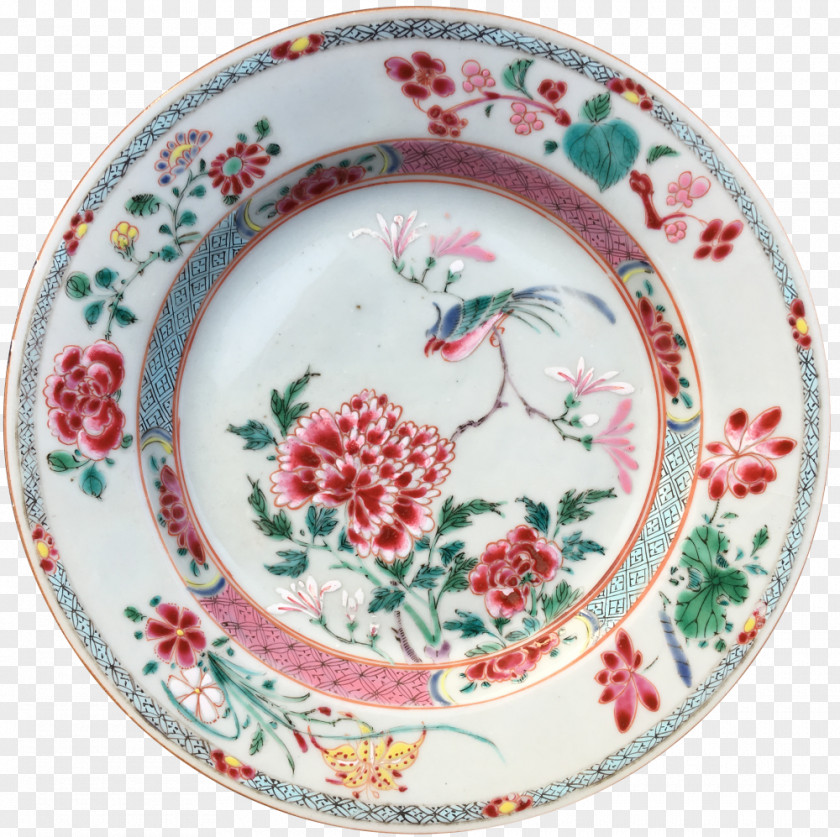 Chinese Herbaceous Peony 18th Century Porcelain Tableware Ceramic Saucer PNG