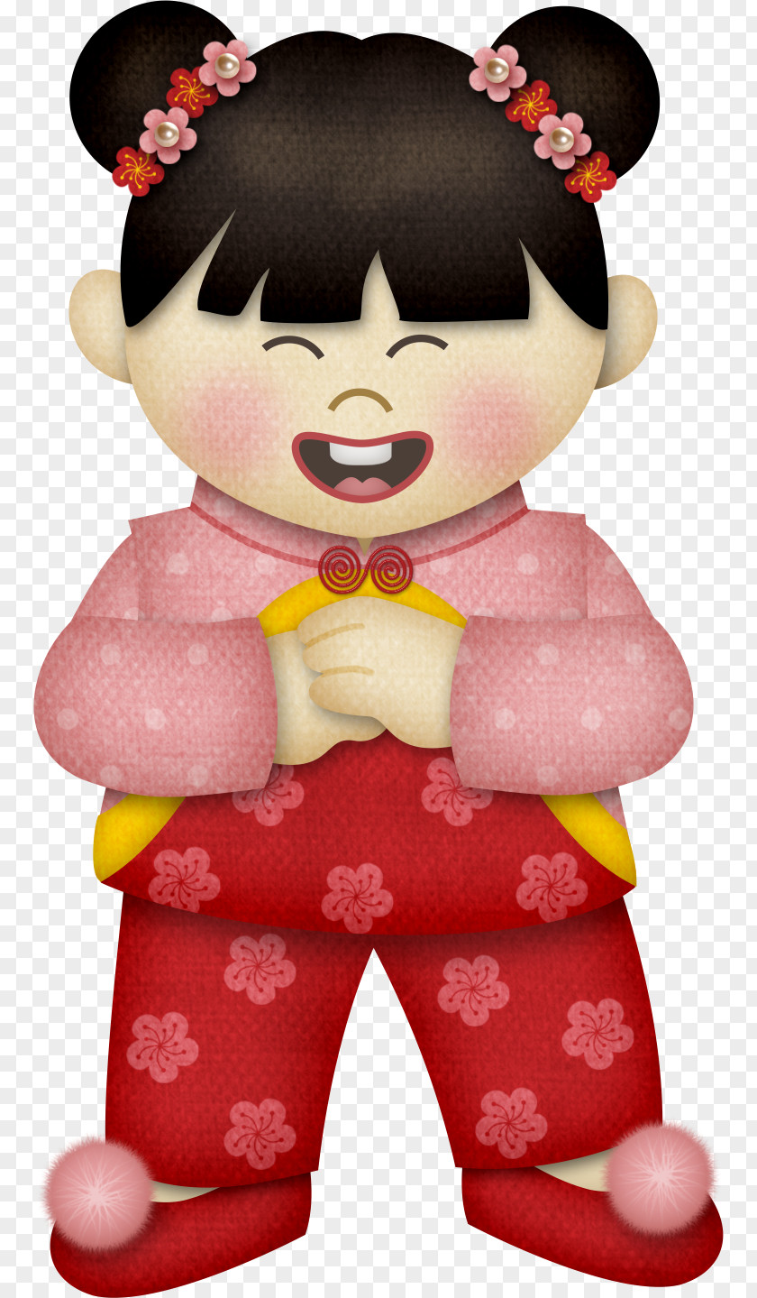 Chinese New Year Lunar Cartoon PNG Cartoon, Happy baby girl clipart PNG