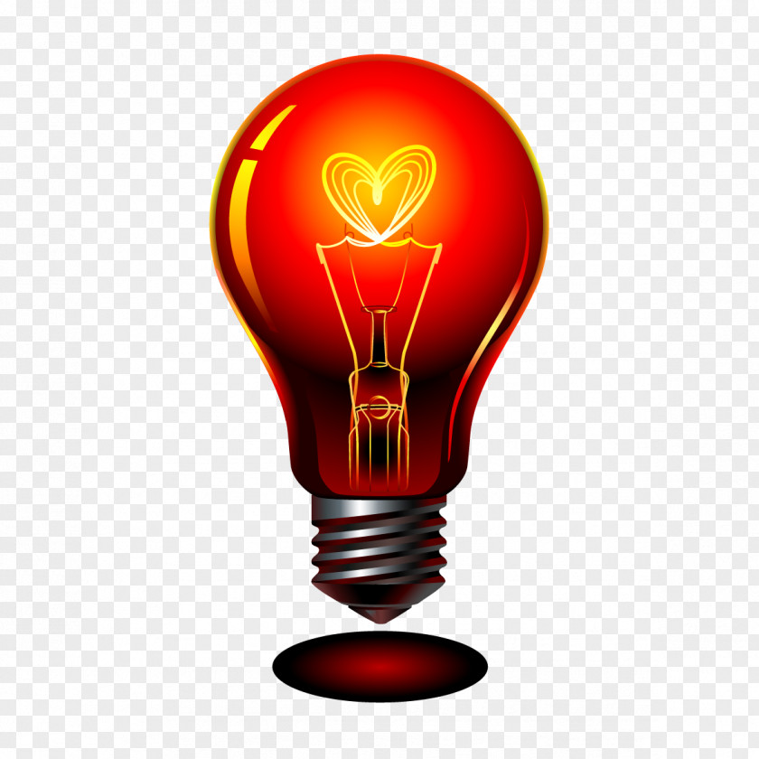 Vector Red Bulb Incandescent Light Lamp PNG