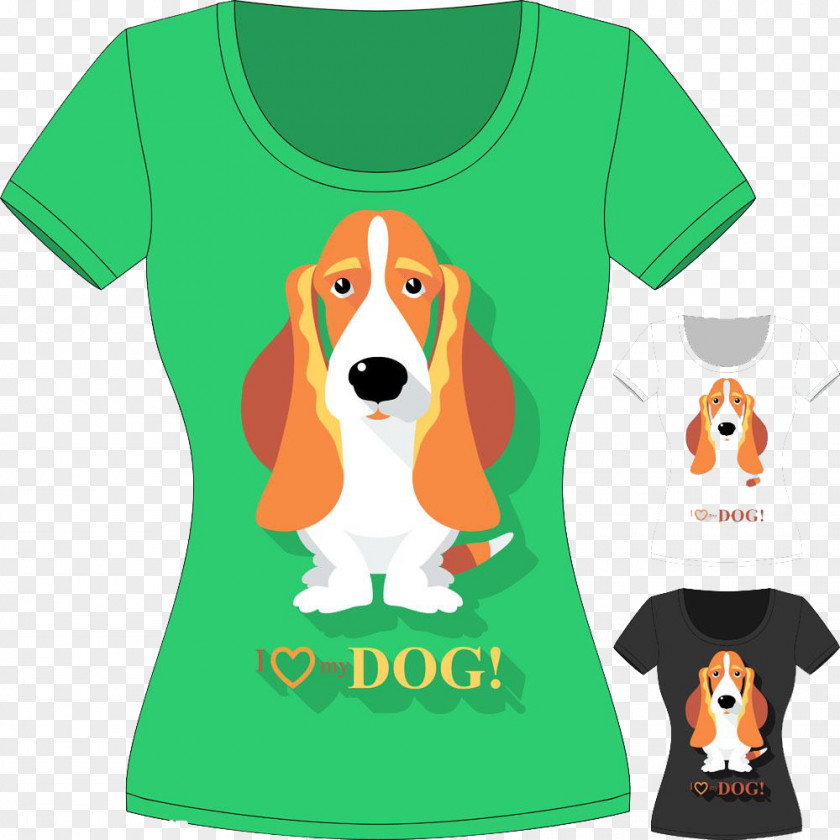 Long Ear Puppy T-shirt High-definition Buckle Material Basset Hound Airedale Terrier PNG