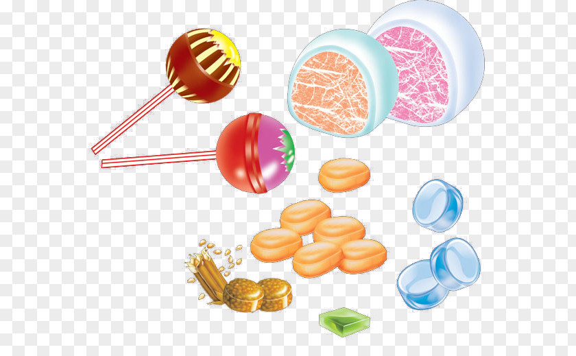 Hand-painted Candy Picture Food Material Lollipop PNG