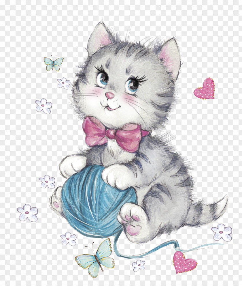Kitten With Wool Cat Clip Art PNG