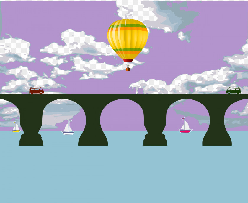 Air Balloon Tower Bridge Suspension PNG