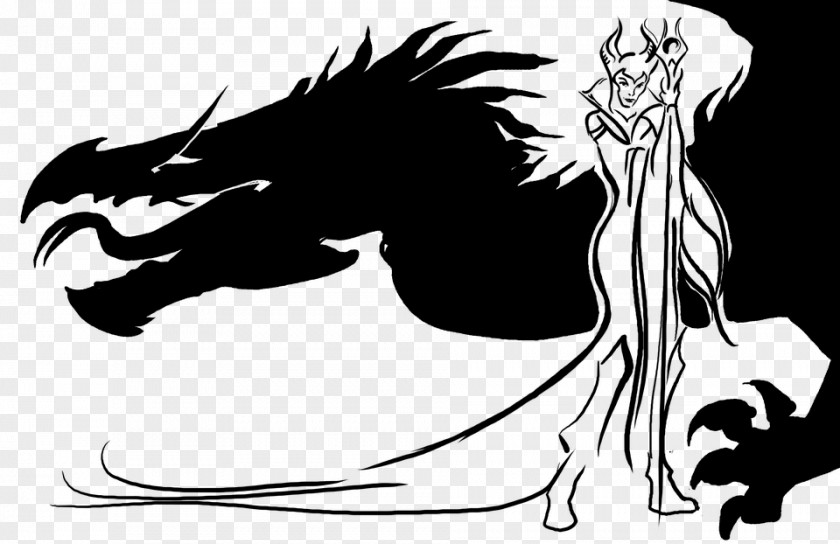 Silhouette Maleficent Dragon Drawing Clip Art PNG