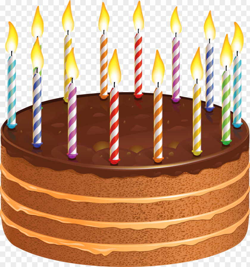 Chocolate Cake With Candles Picture Birthday Clip Art PNG