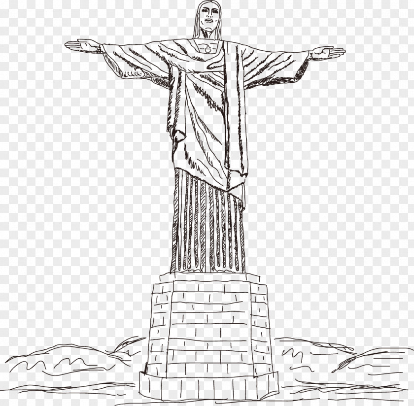 Brazil Vector Artwork Jesus Statue Christ The Redeemer Corcovado Illustration PNG