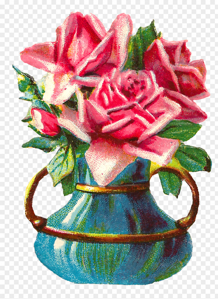 Shabby Vase Rose Flower Floral Design Chic PNG