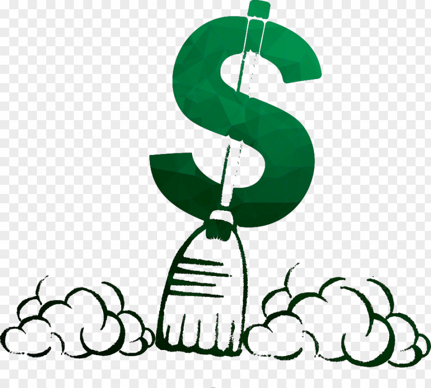 Vector Dollar Sign With Broom Symbol Euclidean PNG