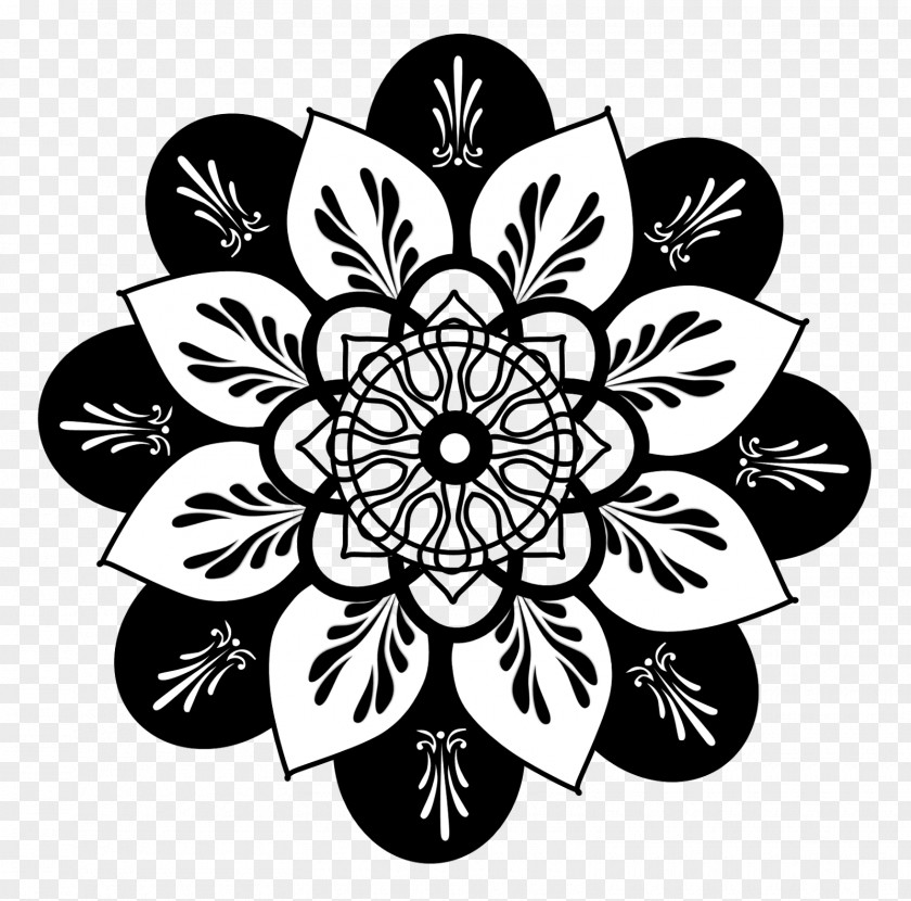 Black Mandala Cliparts Drawing Flower Floral Design Clip Art PNG
