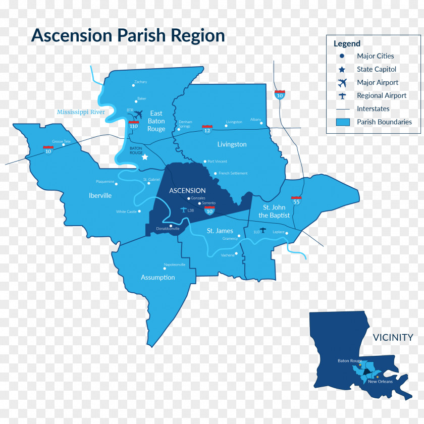 Map Ascension Parish West Feliciana Parish, Louisiana Iberville Commission On Law Enforcement PNG