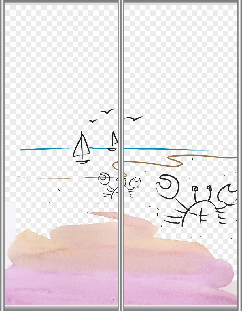 Hand-painted Beach Drawing Euclidean Vector PNG