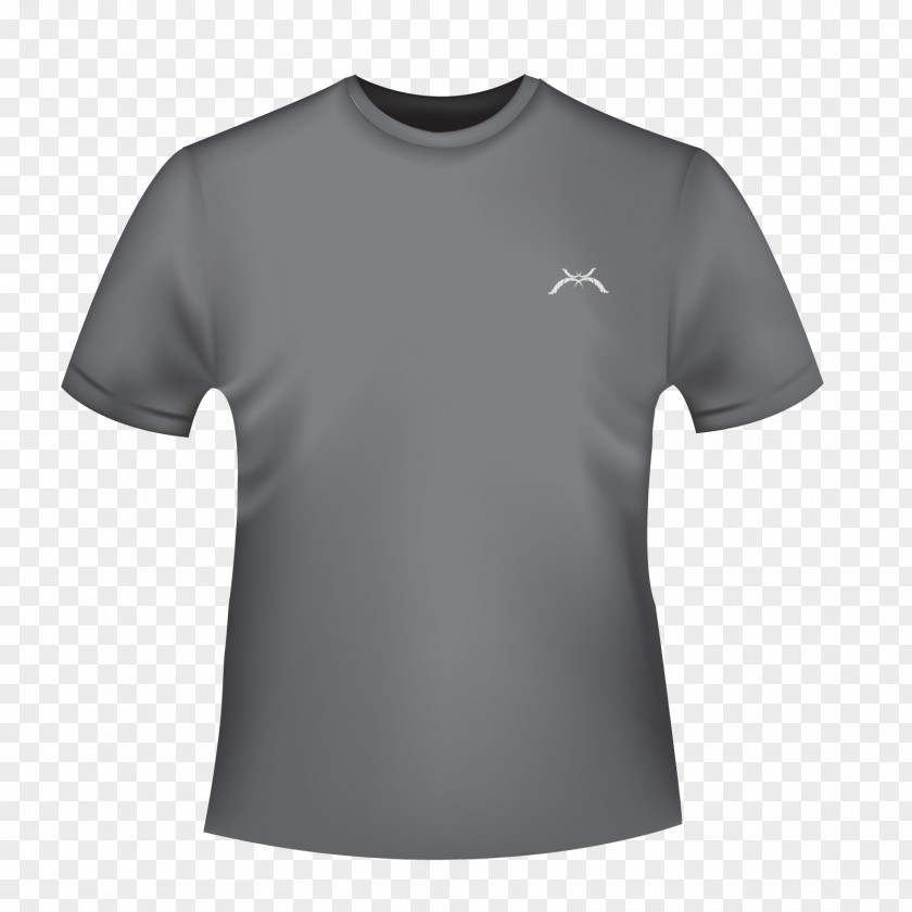 Vector Gray T-shirt Long-sleeved Polo Shirt Top PNG