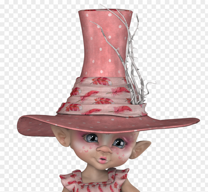 Hat Doll Figurine Pink M PNG