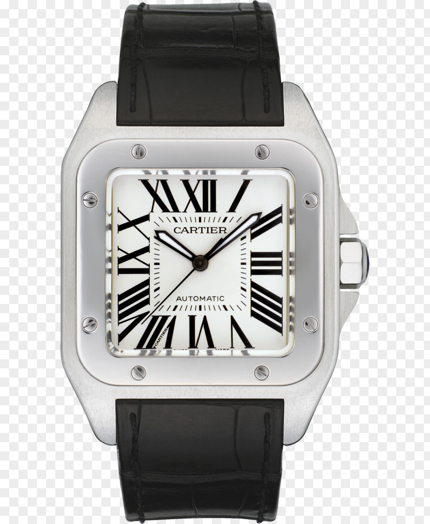 Men Watch Cartier Santos 100 Automatic Strap PNG