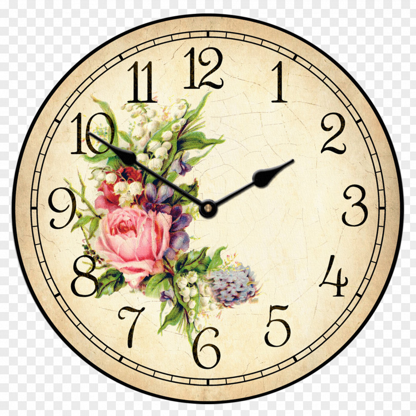 Elegant Retro Watches Floral Clock Table Wall Flower PNG