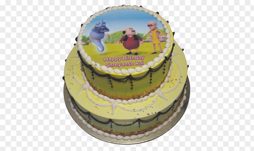 Motu Patlu Birthday Cake Buttercream Decorating Sugar PNG